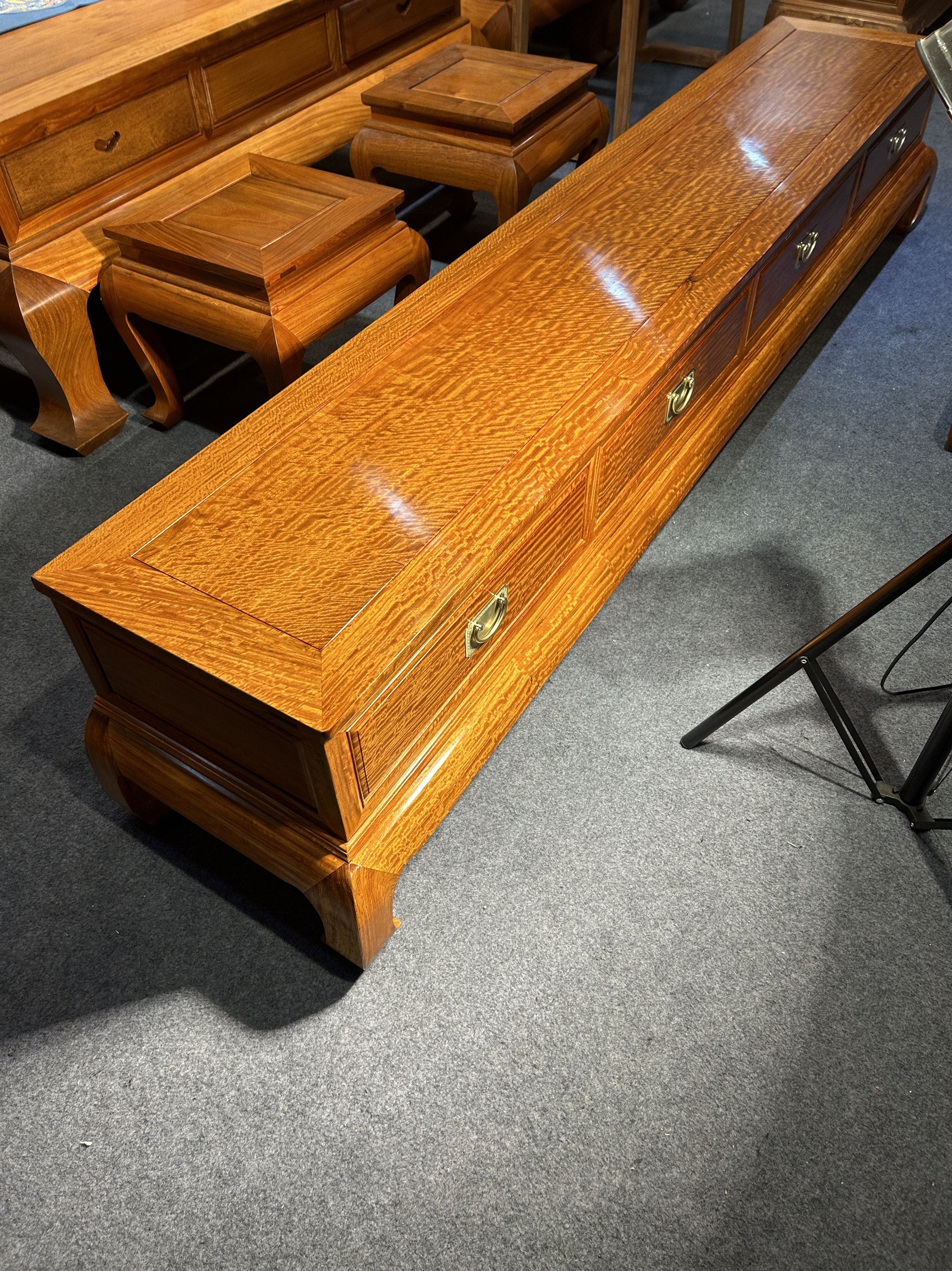 4米红木电视柜满水波纹大果紫檀国标红木家具四抽柜子