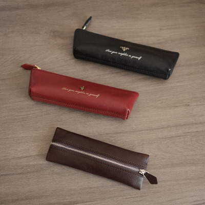 头层真皮植鞣皮大容量笔袋