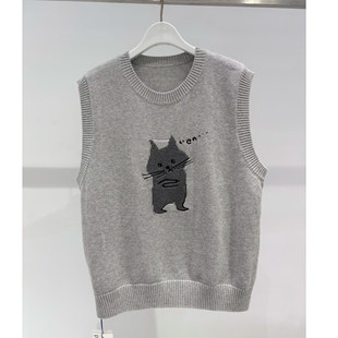 MM麦檬2025秋季新款时尚休闲圆领针织马甲背心女上衣4G8232981X