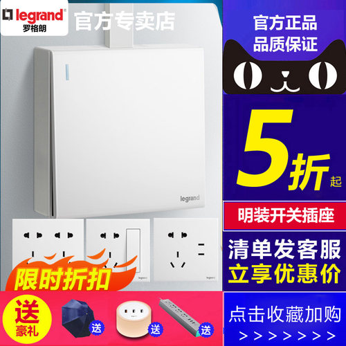 罗格朗明智系列双联10孔开关插座