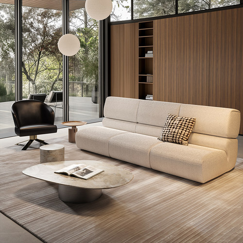 粤府简约奶油风模块设计布艺沙发