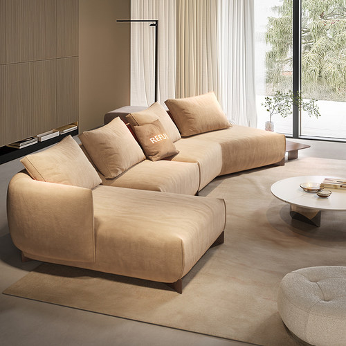 粤府简约复古风边几布艺沙发