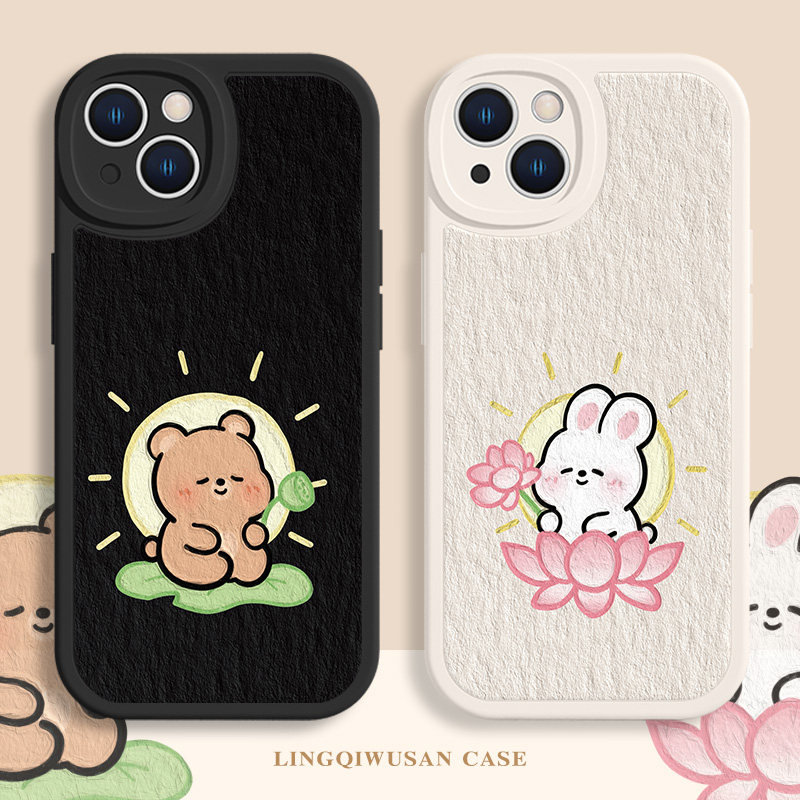 适用苹果15手机壳佛系iphone14promax新款13小熊12荷花11兔子mini国风8plus禅意se3情侣xr搞怪7p小羊皮xsmax怎么看?