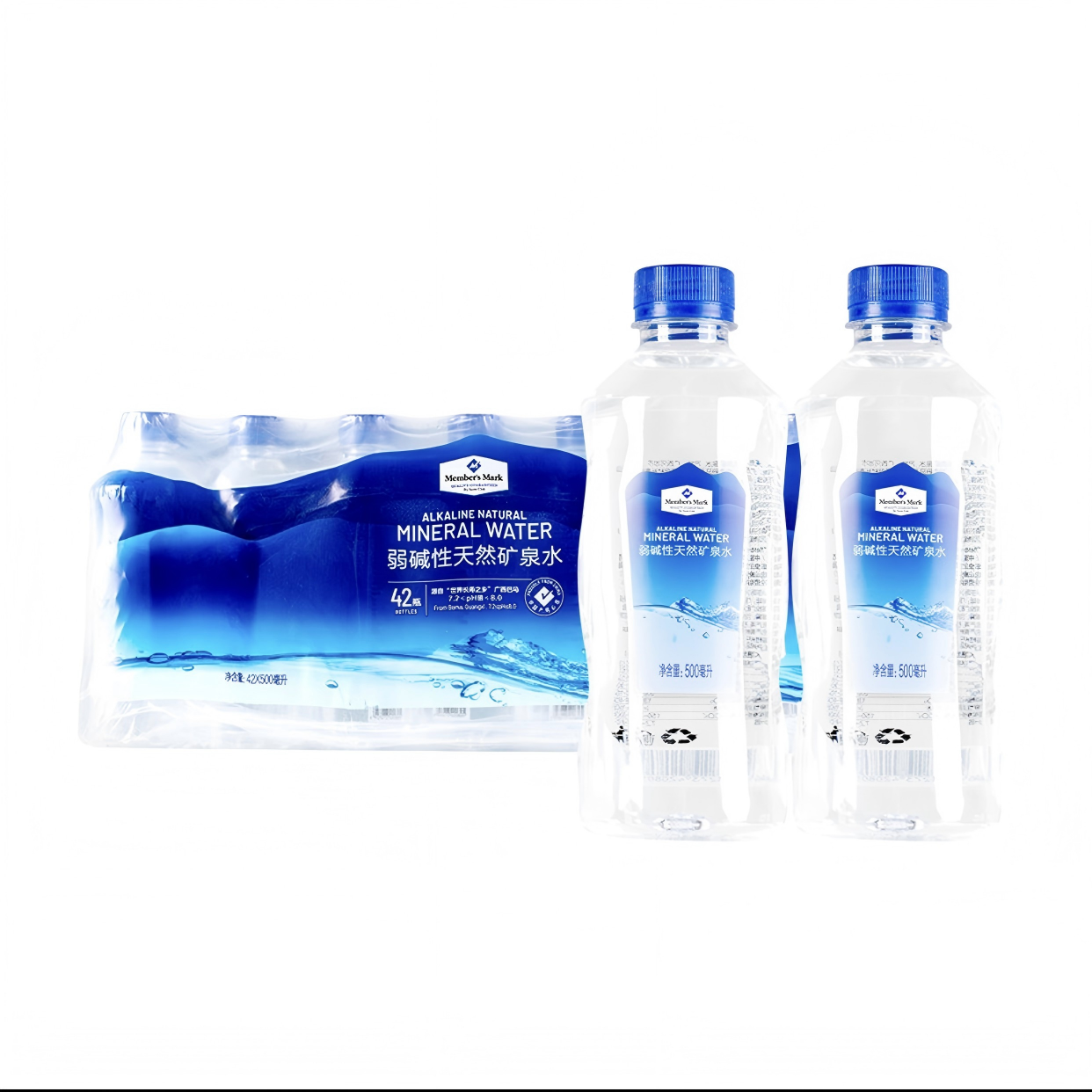 山姆代购MEMBER"S MARK 弱碱性天然矿泉水500ml*42瓶/箱源自巴马