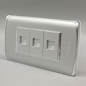 银灰色118小号三口屏蔽七类网络模块三位电脑CAT7网线万兆宽带