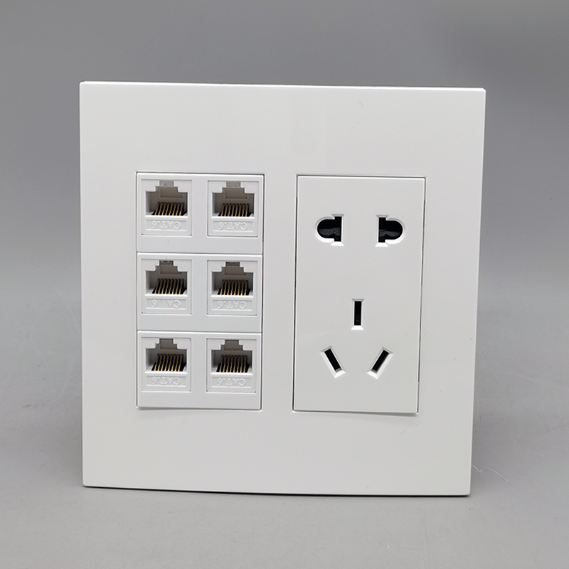 120型六位面板大五孔六口CAT6网线电脑六类网络宽带6口千兆RJ45