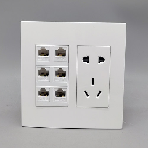 120型六位面板大五孔六口CAT6网线电脑六类网络宽带6口千兆RJ45