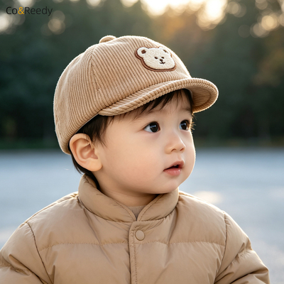 秋冬保暖防晒婴儿小熊棒球帽