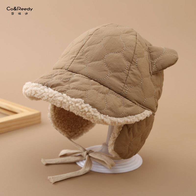 宝宝帽子秋冬季保暖防风男童护耳鸭舌帽婴幼儿防水夹棉保暖雷锋帽