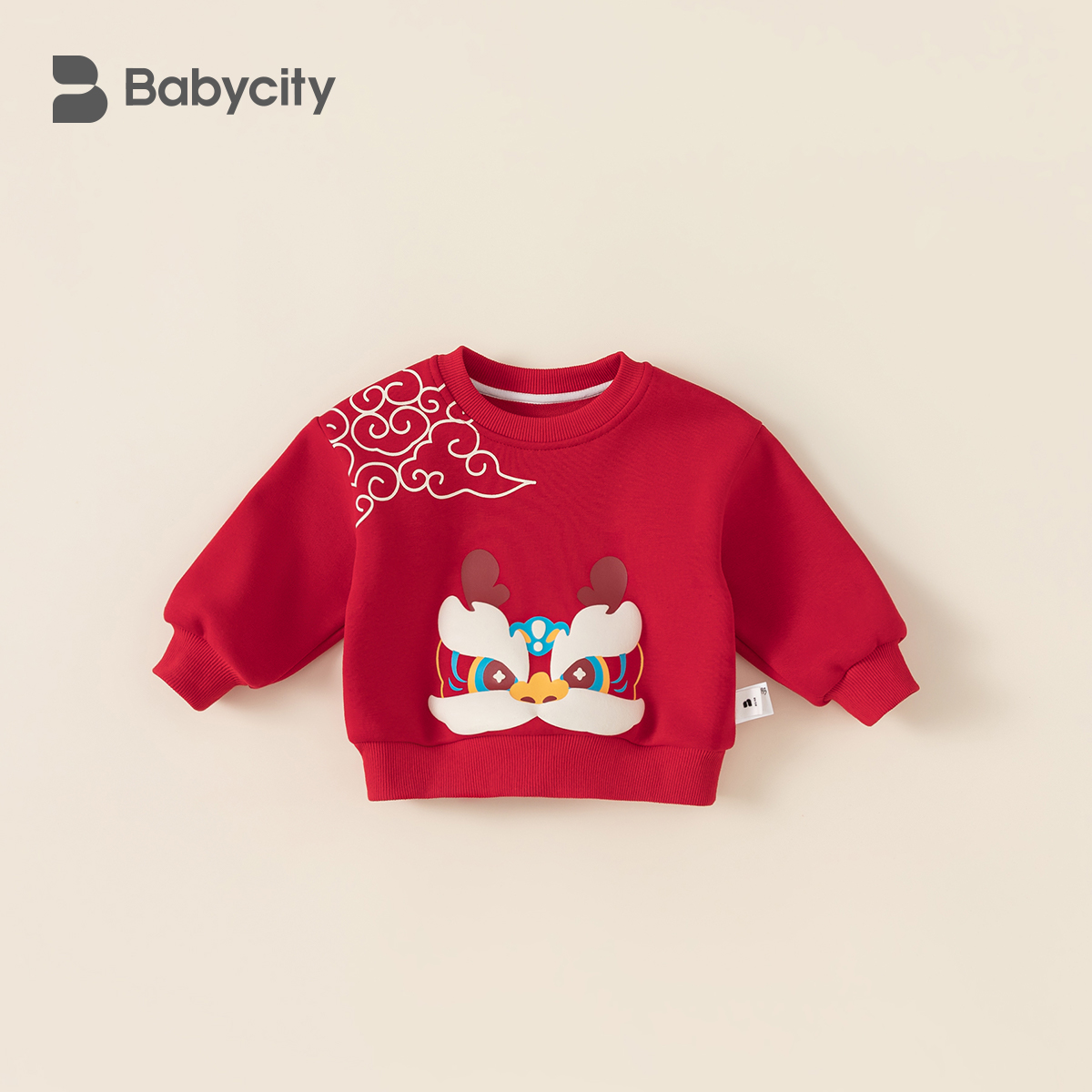 贝贝城卡通红色国风卫衣