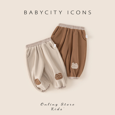 贝贝城可爱松紧腰卡通休闲裤