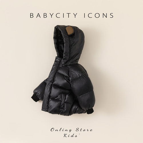 贝贝城儿童连帽小耳朵羽绒服