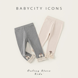 子洋气女宝百搭早秋长裤 贝贝城女童打底裤 儿童休闲裤 2025新款 秋季