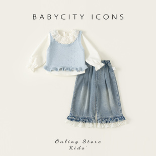 女童套装2026春季新款儿童洋气马甲童装春秋女宝宝超好看时髦衣服