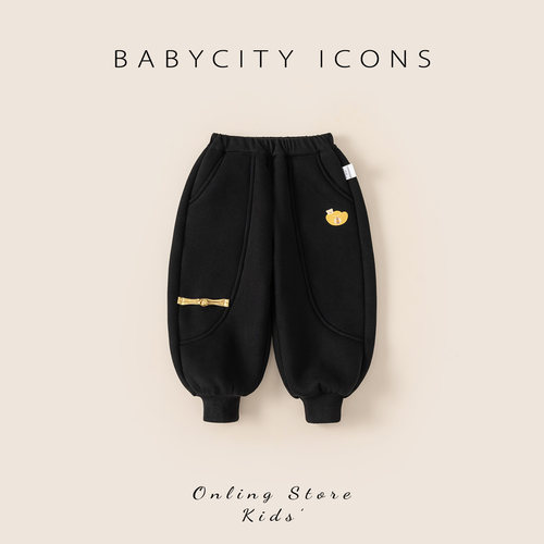 贝贝城可爱图案束脚简约卫裤