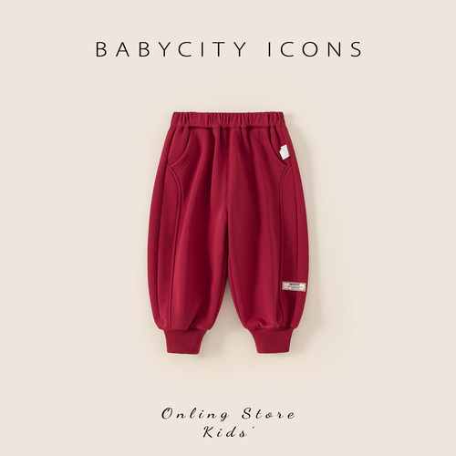 贝贝城松紧腰纯色卫裤