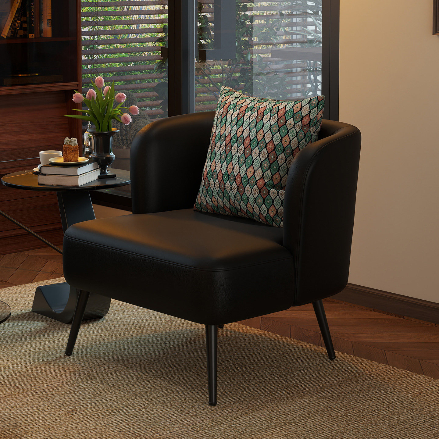 中古单人沙发椅现代简约客厅阳台休闲 椅轻奢覆古高级感接待沙发