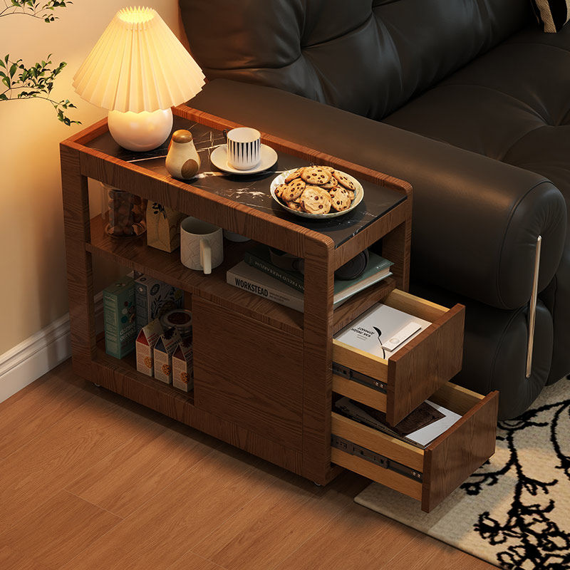 实木沙发边柜岩板边几中古小户型客厅边几带轮可移动小茶几侧边柜,住宅家具,角几/边几,淘宝优惠券,粉丝福利购,淘宝优惠卷