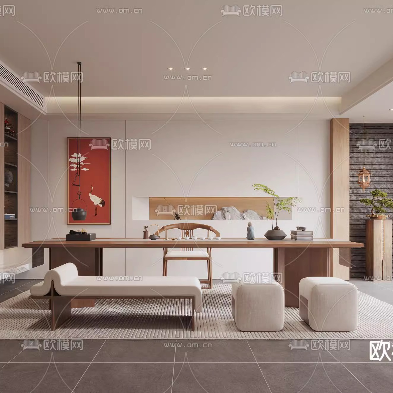 木林世家新中式宋式别墅客厅茶台