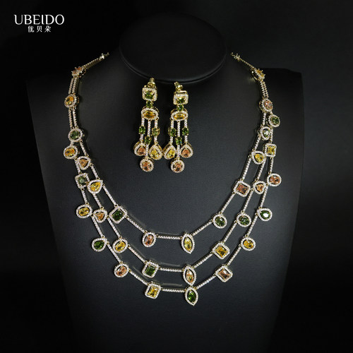 UBEIDO精工系列水滴锆石项链套装