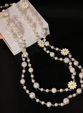 优贝朵长款小雏菊香风项链毛衣链