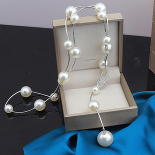 新款珍珠项链女长款大珠子卡扣毛衣链网红气质腰链小香风装饰挂链