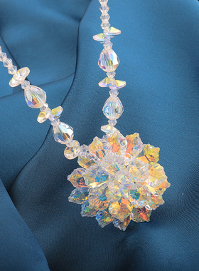 优贝朵人工仿水晶夸张大花锁骨链