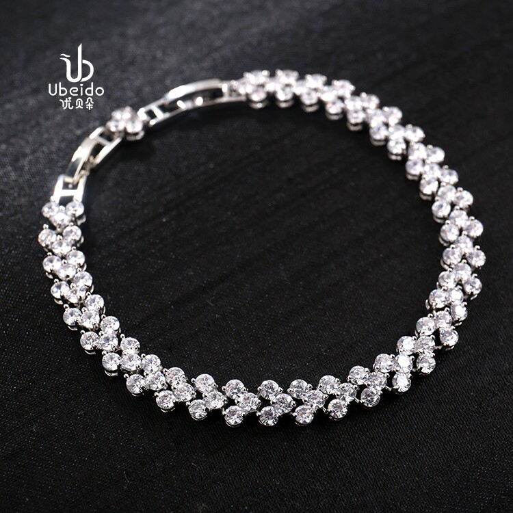 水晶手链女韩版时尚简约个性超闪满钻锆石手饰品森系网红手镯手串