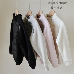 秋冬季 儿童羽绒服奥粒绒拼接男女童校服内搭神器90白鸭绒外套 新款