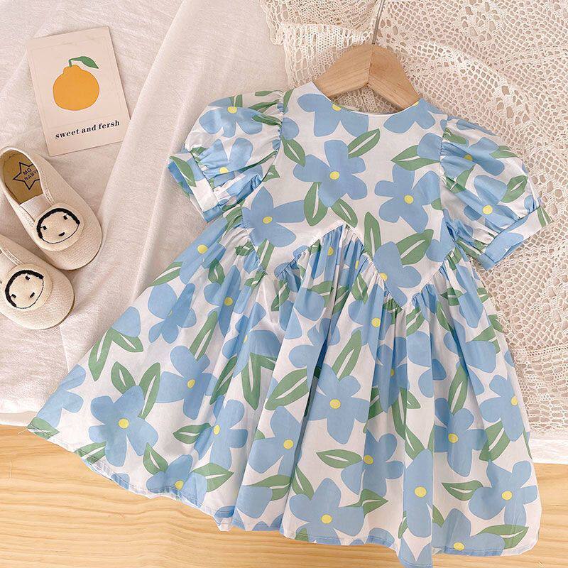女童新款夏天碎花连衣裙儿童裙子夏季宝宝韩版洋气短袖时尚公主裙