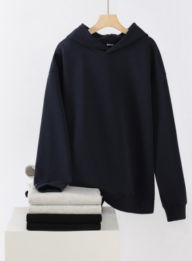 华棉复合纯色连帽卫衣男女同款2024秋冬新款无兜连帽衫运动休闲潮