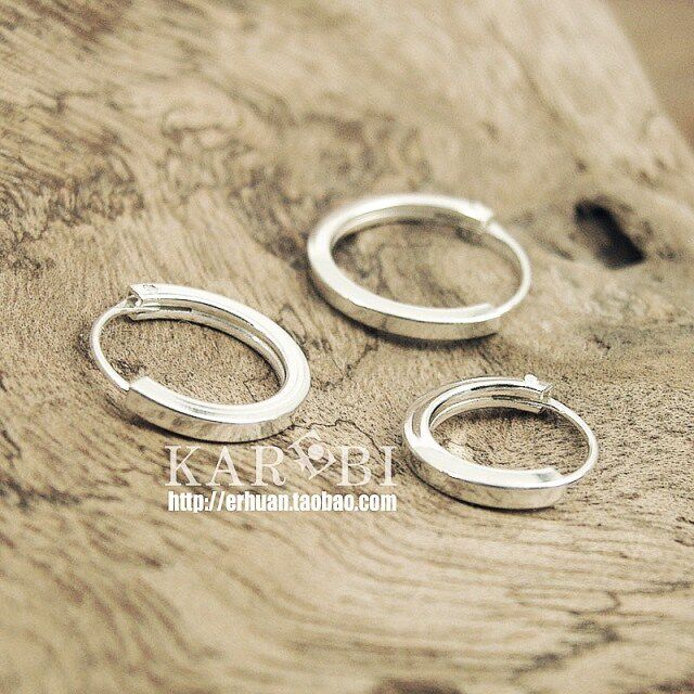 kareb  超简约 无镀层纯银男士超酷海盗风格耳环硬朗版 3尺寸可选