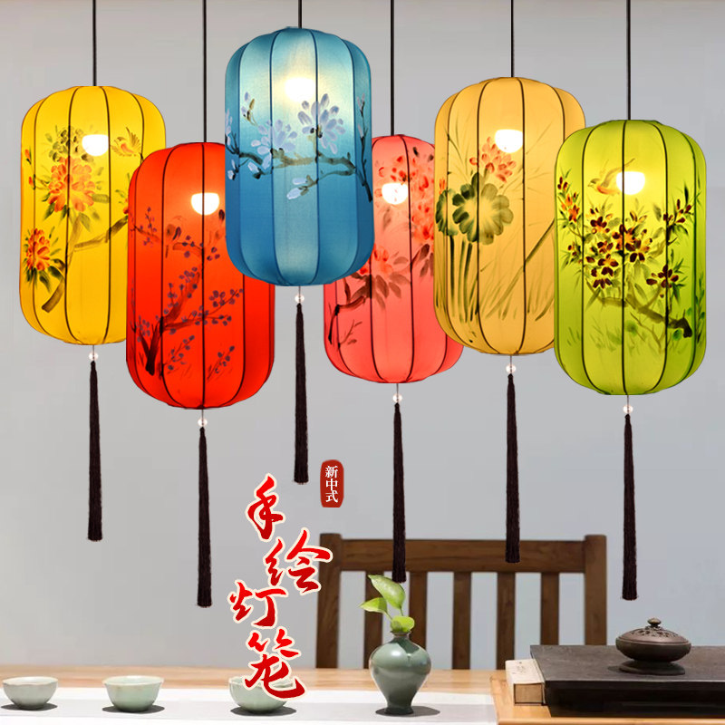 中式灯笼布艺手绘图户外彩色冬瓜中国风街道景区餐厅商场婚庆装饰