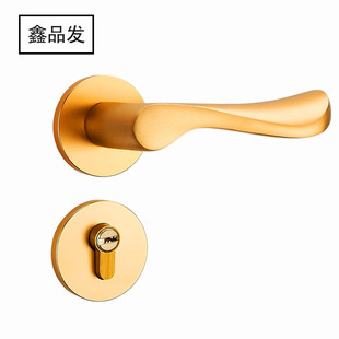 金色太空铝配58锁体室内门锁厂家直供分体土豪金锁