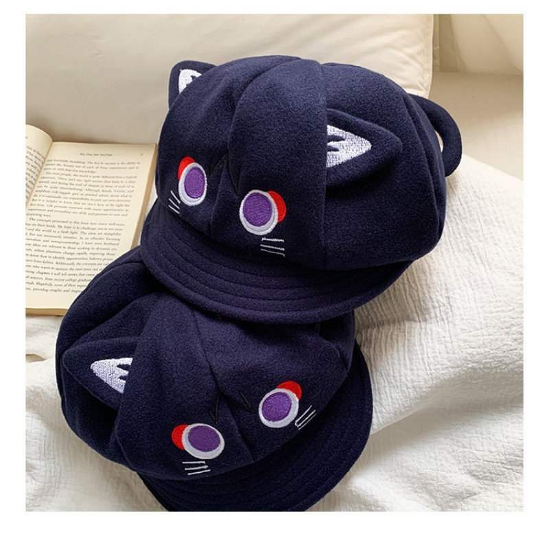 流浪者童话猫立耳八角帽女春秋季薄款甜美可爱显脸小cos贝雷帽子