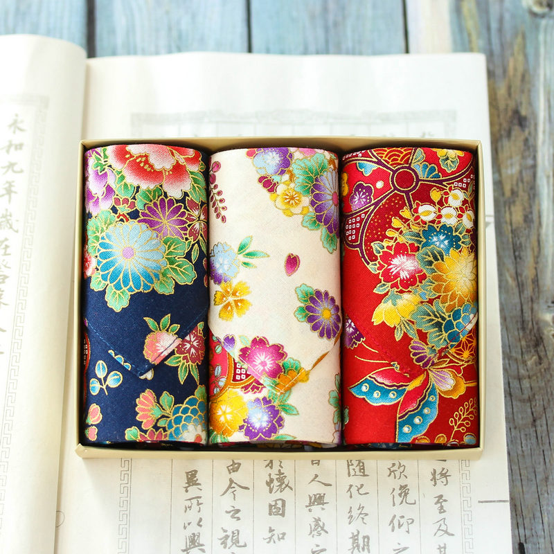 JAPAN SQUARE SCARF SWEAT-ABSORBING HANDKERCHIEF PORTABLE COTTON STUDENT GIRL JAPANESE-STYLE JAPAN LU SHIKI HOT GOLD THICK HANDKERCHIEF GIFT BOX