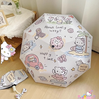 抖音傘廠HelloKitty貓旅游日記卡通晴雨兩用黑膠防曬雨傘遮陽(yáng)傘