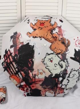 抖音伞厂卡通可爱艺术感抗风加厚加固学生儿童便携实用耐用防暴雨