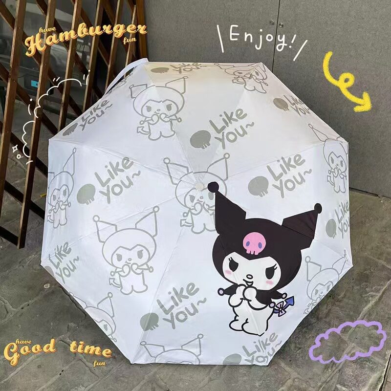 时尚潮流卡通可爱开心学生少女遮阳伞雨伞太阳伞学生自动黑胶防晒