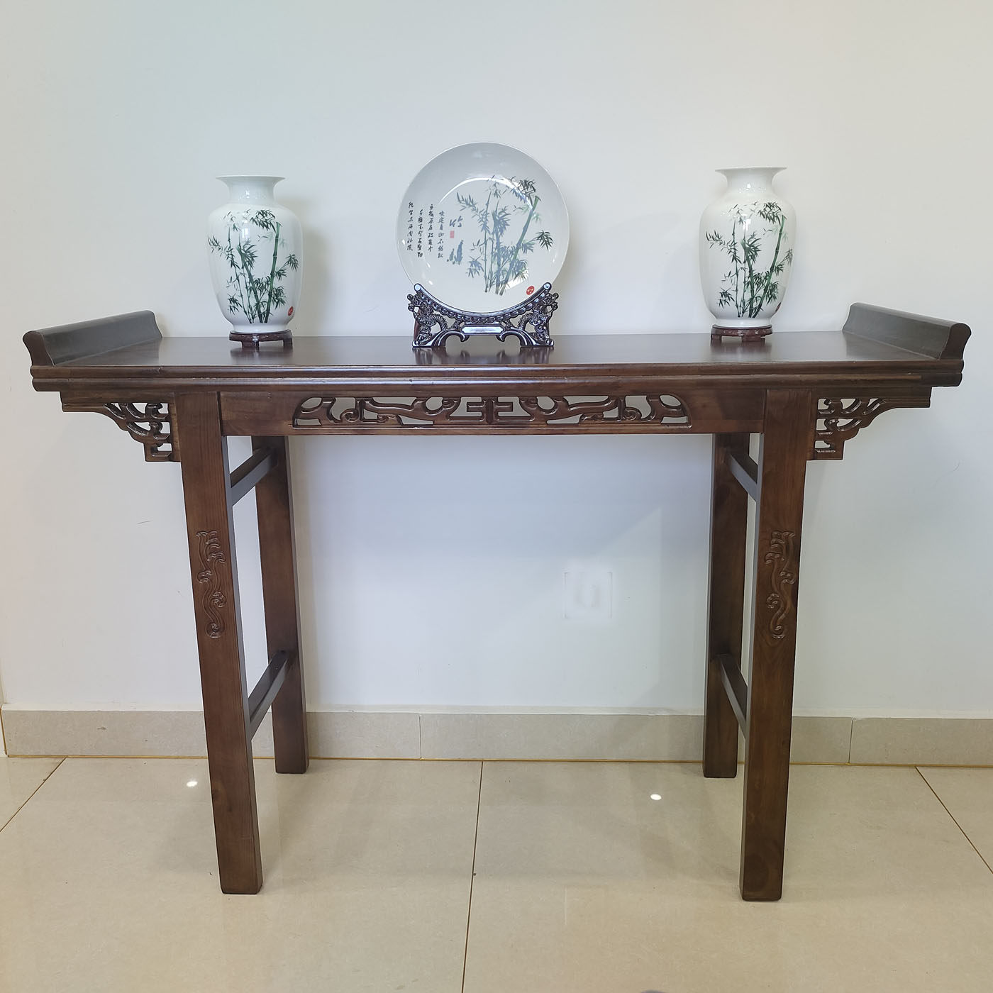 供桌实木中式玄关条几翘头婚庆条案仿古国学桌子马鞍桌椅家用佛台