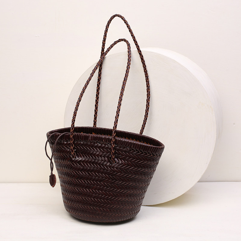 法式复古法式手工牛皮编织包包女真皮水桶包单肩包菜篮子包小包包,箱包皮具/热销女包/男包,水桶包,淘宝优惠券,粉丝福利购,淘宝优惠卷