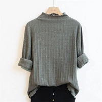 Весенний приятный телу лонгслив, футболка, большой размер, высокий воротник, подходит для полных девушек