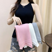 内搭无袖 露肩性感针织背心女胖妹妹修身 弹力挂脖式 大码 吊带打底衫