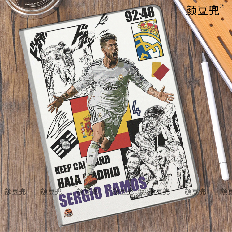 ipad7/8/9 10.2适用于mini45/6小米7pro保护套Air45 10.9第十代matepad pro11华为11.5S拉莫斯Ramos足球周边