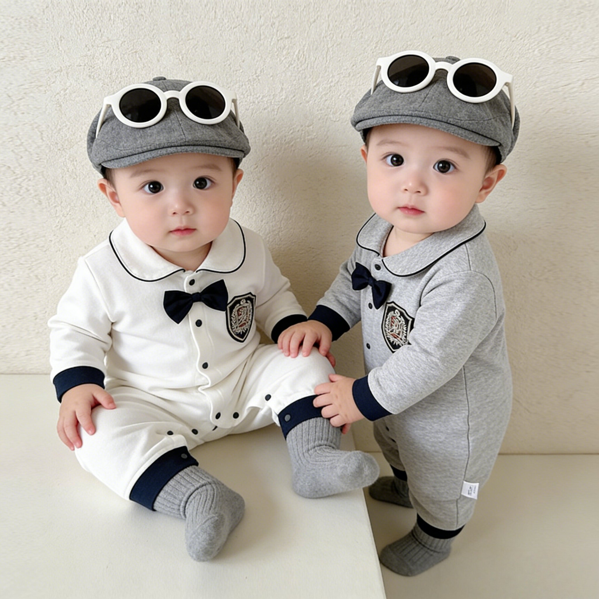 新生婴幼儿早春连体衣春季外出服小月龄满月百天男宝宝开春装拍照