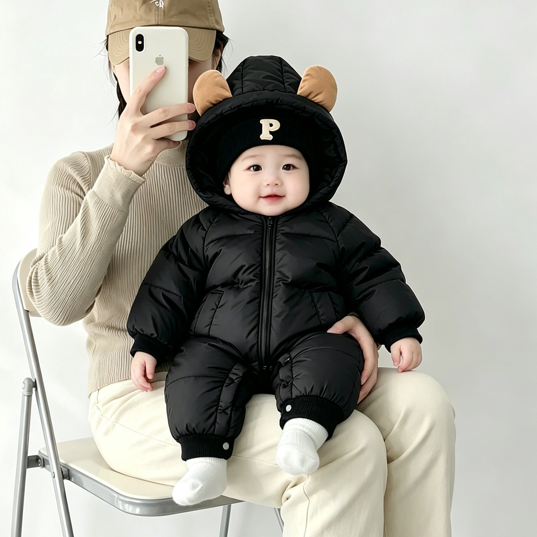 新生婴幼儿羽绒连体衣冬季外出服0-1岁男宝宝冬天外套加厚保暖2