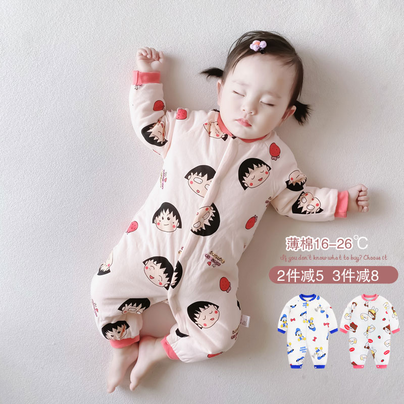 新生婴幼儿夹棉连体衣服秋冬装0-6个月男3女宝宝冬季7薄棉外出服5
