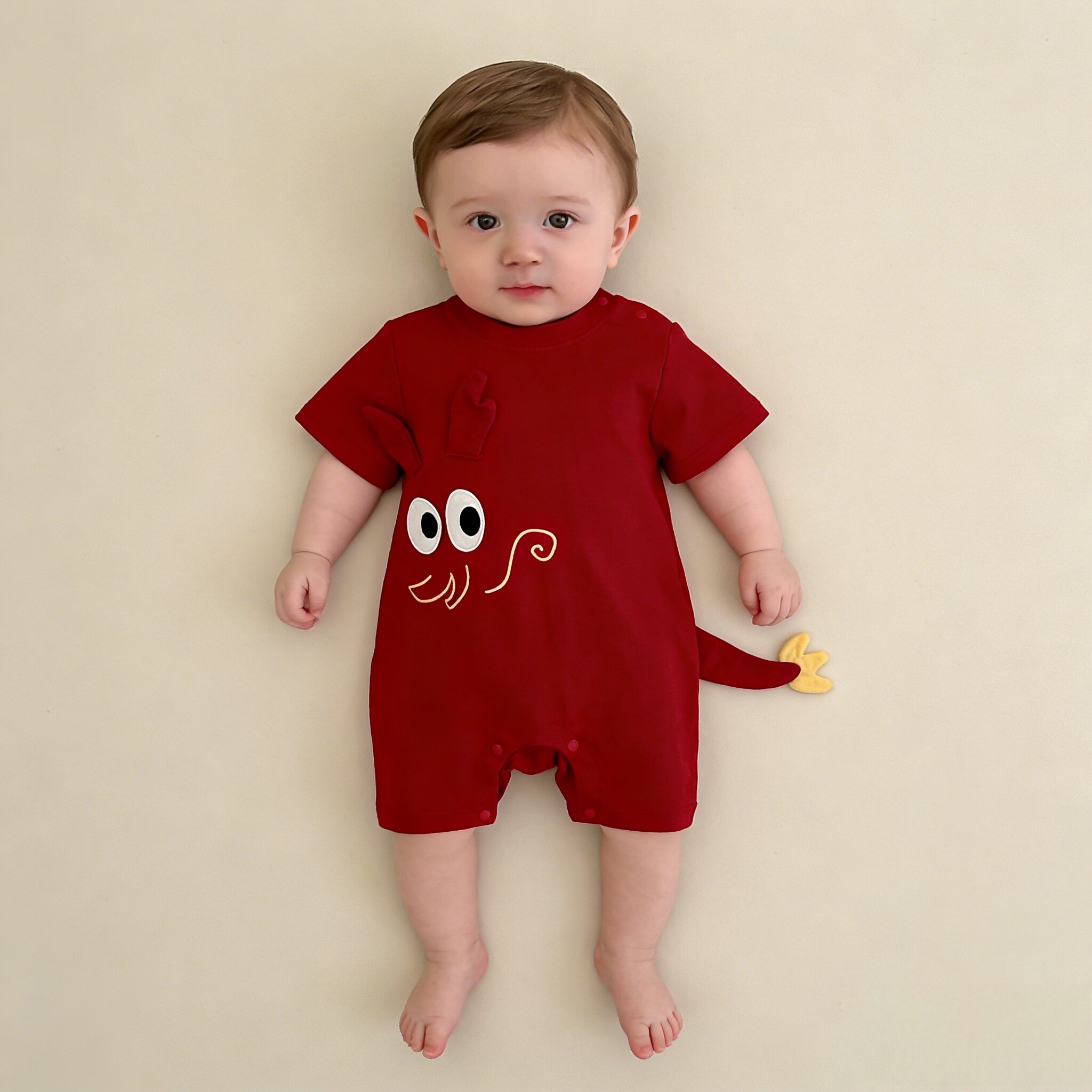 新生婴儿国风夏天衣服男女宝宝夏季薄款短袖连体衣满月百天周岁宴