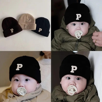 ins风糖果色系儿童针织帽子 秋冬纯色婴童宝宝卷边套头保暖