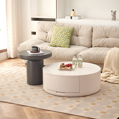 奶油风茶几新款客厅家用小户型大小圆形组合网红现代法式茶几桌子